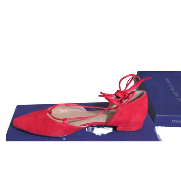 Stuart Weitzman Red Suede Gilligan Flats - Picture 4 of 7